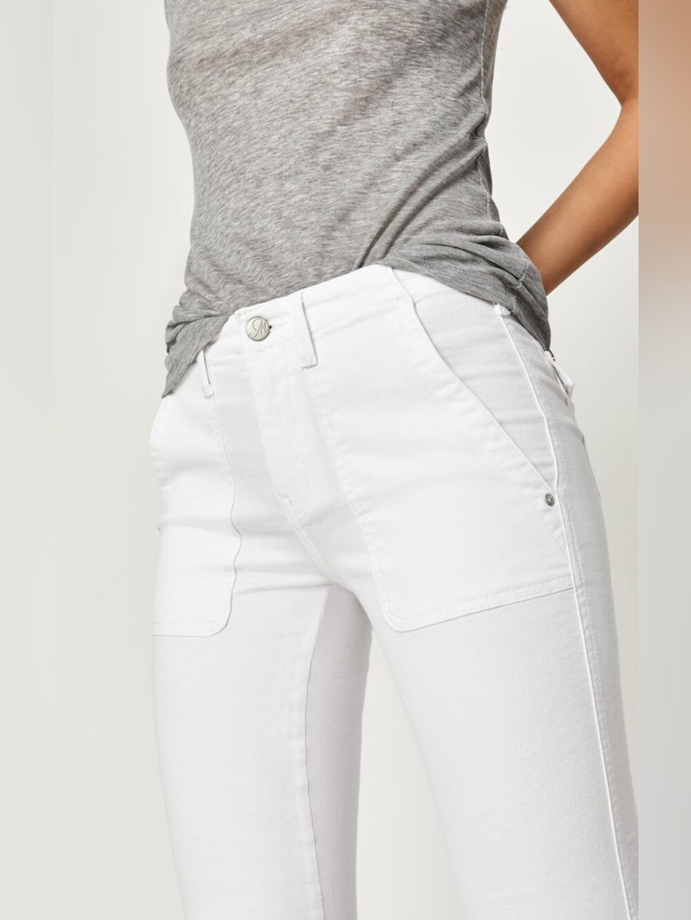 MAVI Ivy Slim Cargo Pants (White Twill, Size 27)